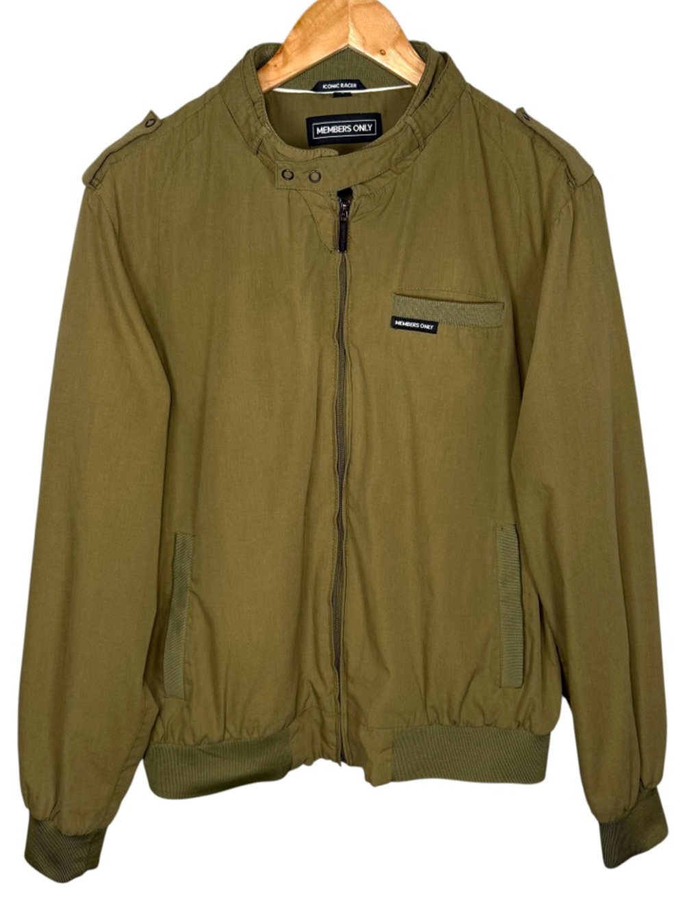Members Only Iconic Racer Jacket Olive Green Bomber Men’s Large